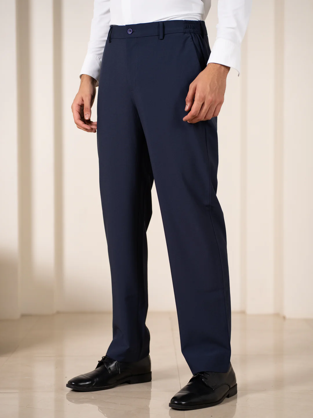 Uplift Navy 247 Relaxed Fit Smart Formal Trousers - Image 4