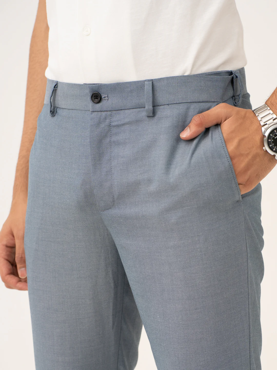 Vail Blue Twill Stretch Formal Pants - Image 7