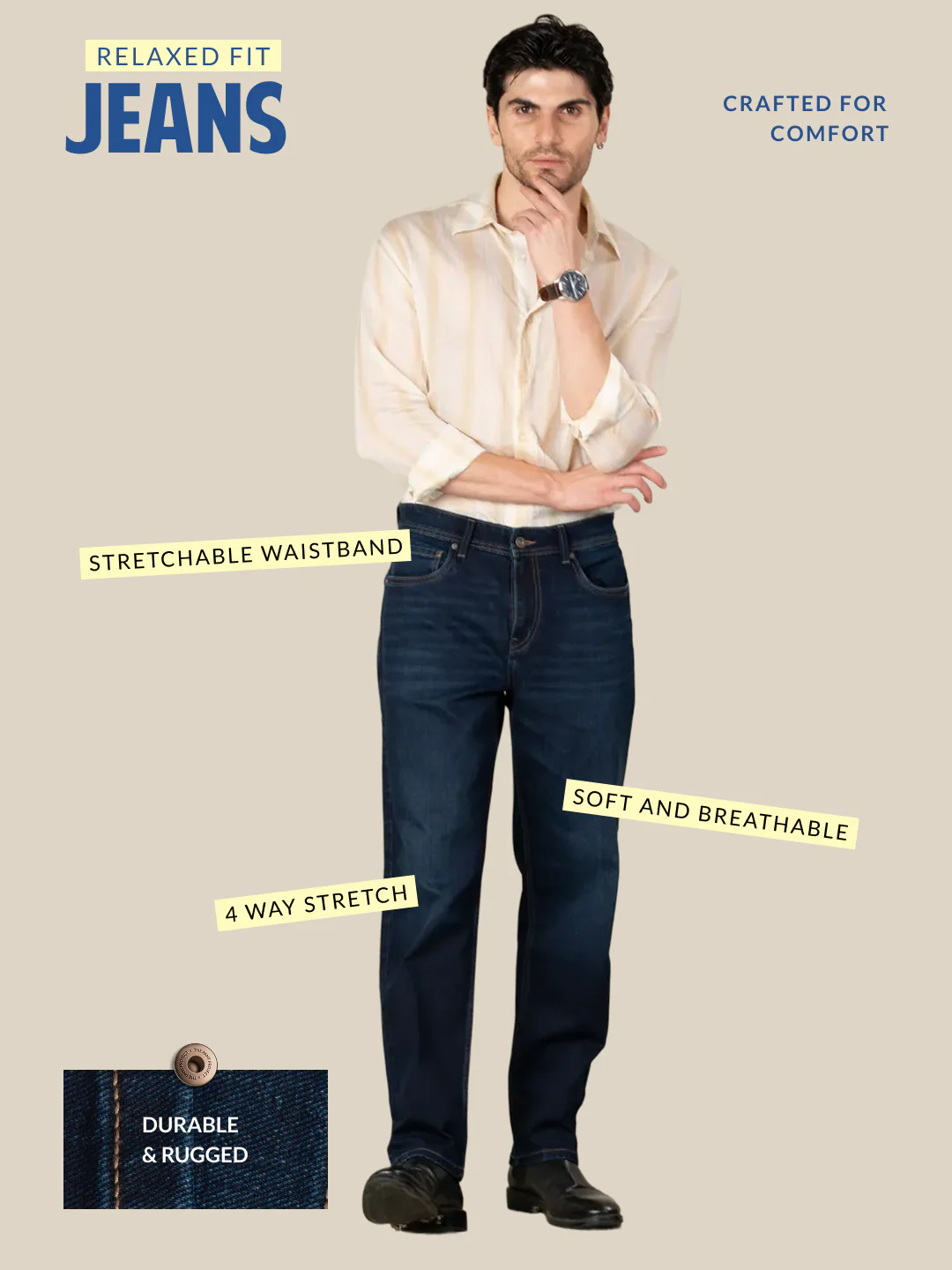 Venice Indigo Relaxed Fit Jeans - Image 3
