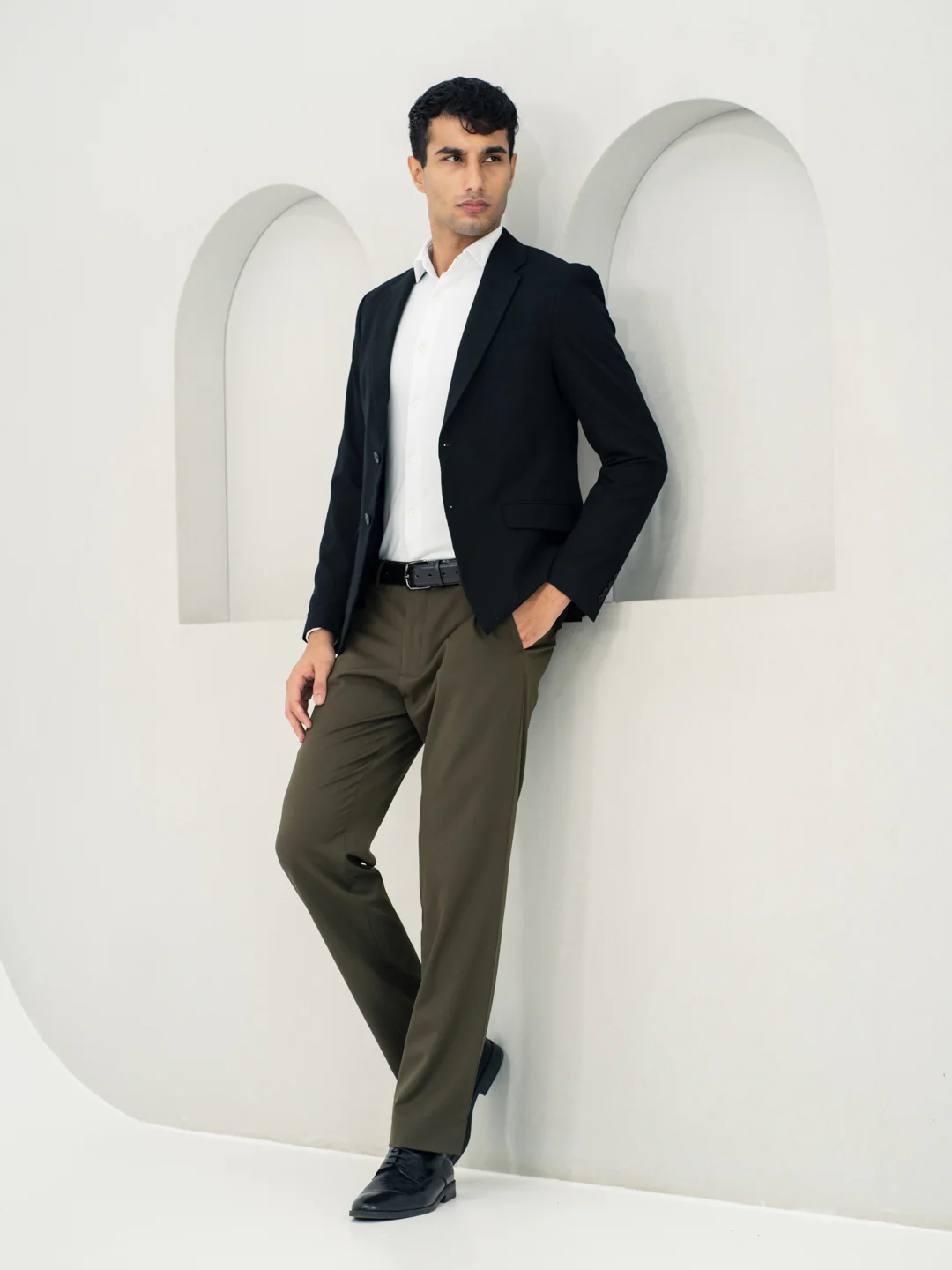 Verdant Olive Water Repellent Relaxed Fit Stretch Formal Pants - Image 10