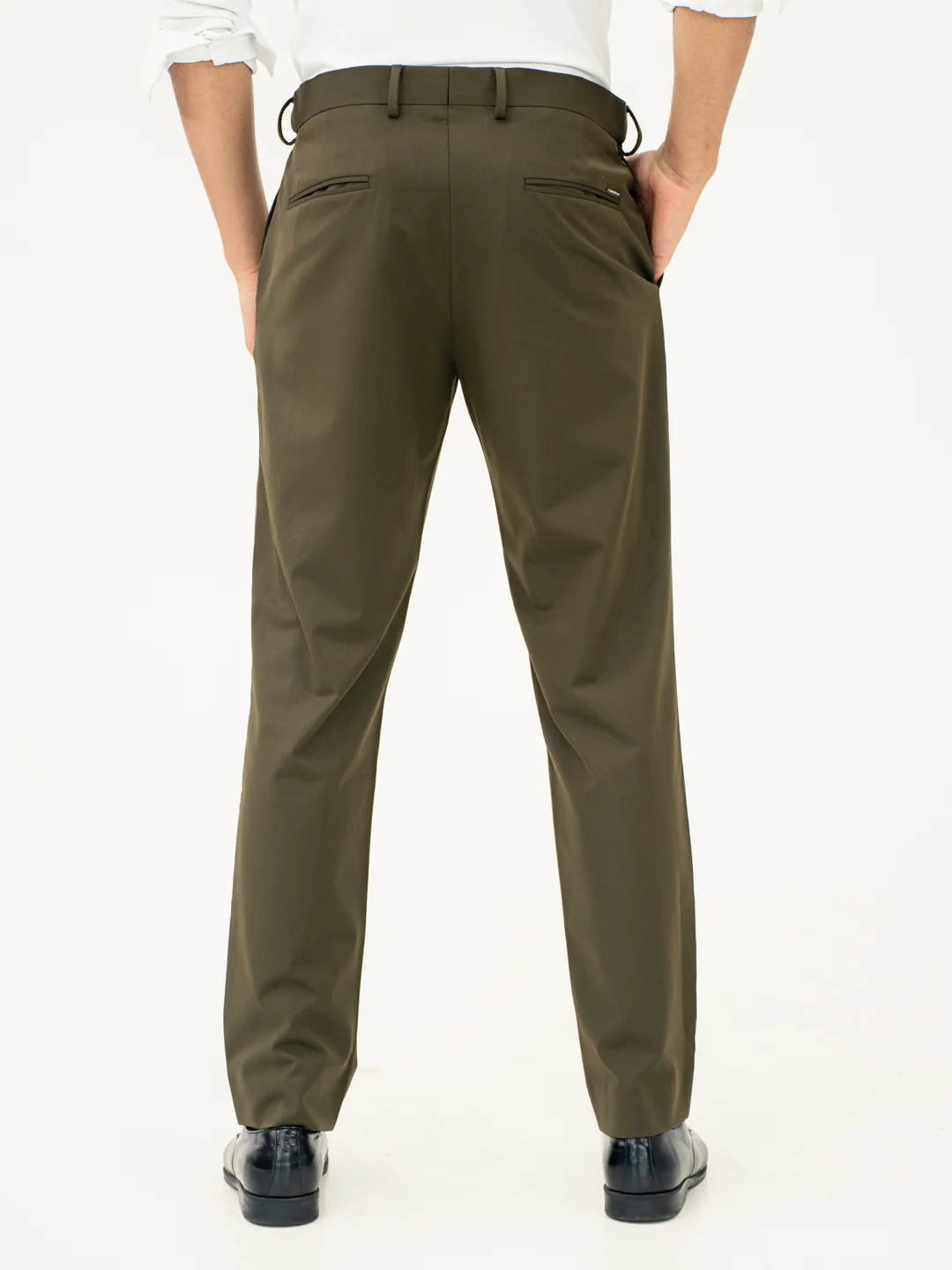 Verdant Olive Water Repellent Relaxed Fit Stretch Formal Pants - Image 8