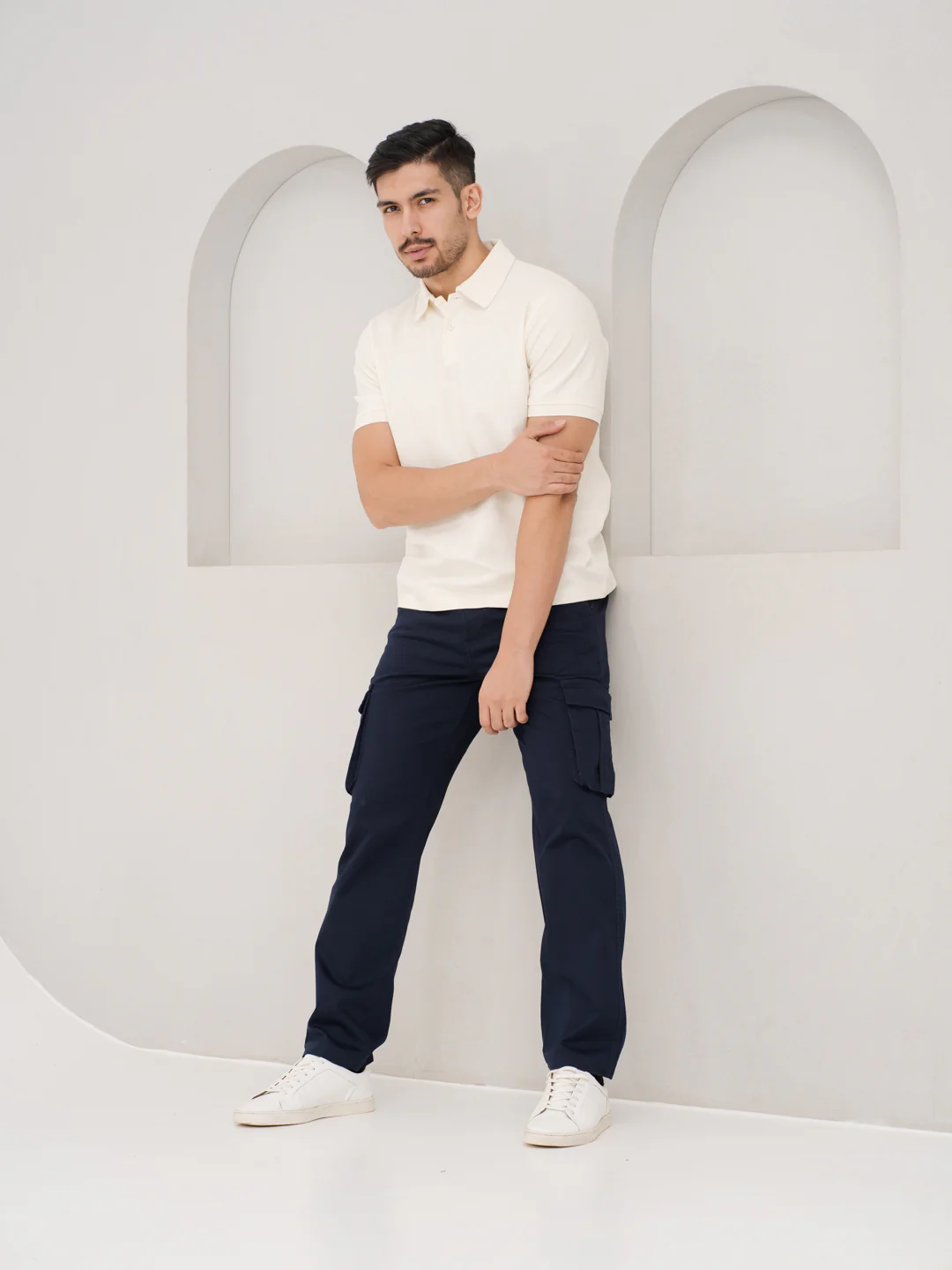 Villa Blue Relaxed Fit Stretch Cargo Pants - Image 8