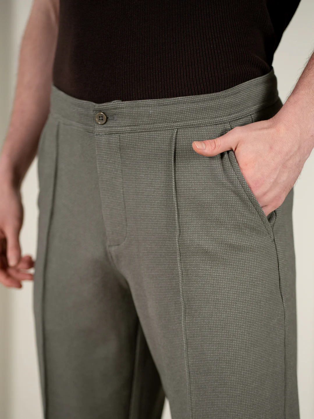 Viren Green Relaxed Fit Power Stretch Korean Pintuck Pants - Image 11