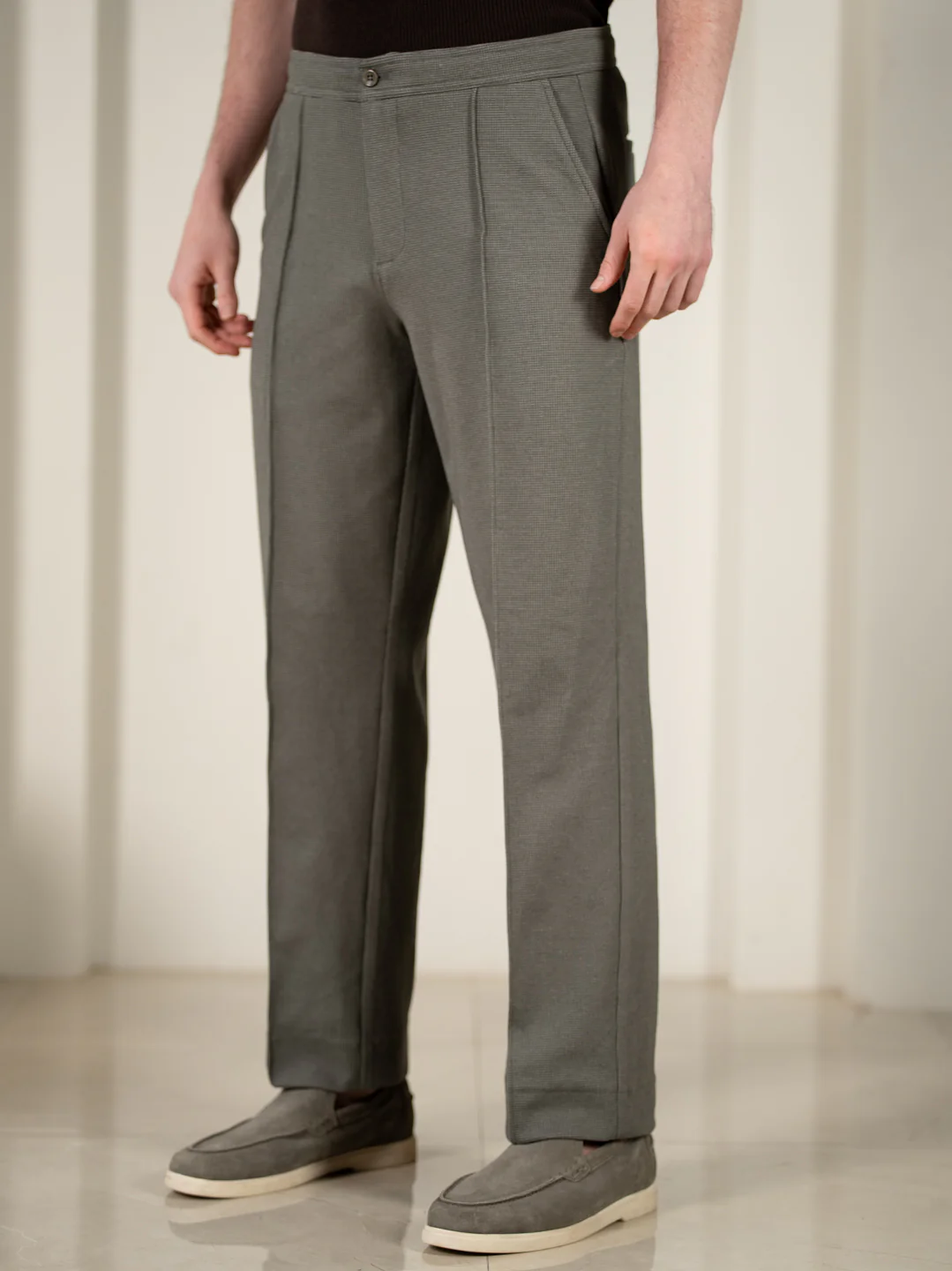 Viren Green Relaxed Fit Power Stretch Korean Pintuck Pants - Image 8
