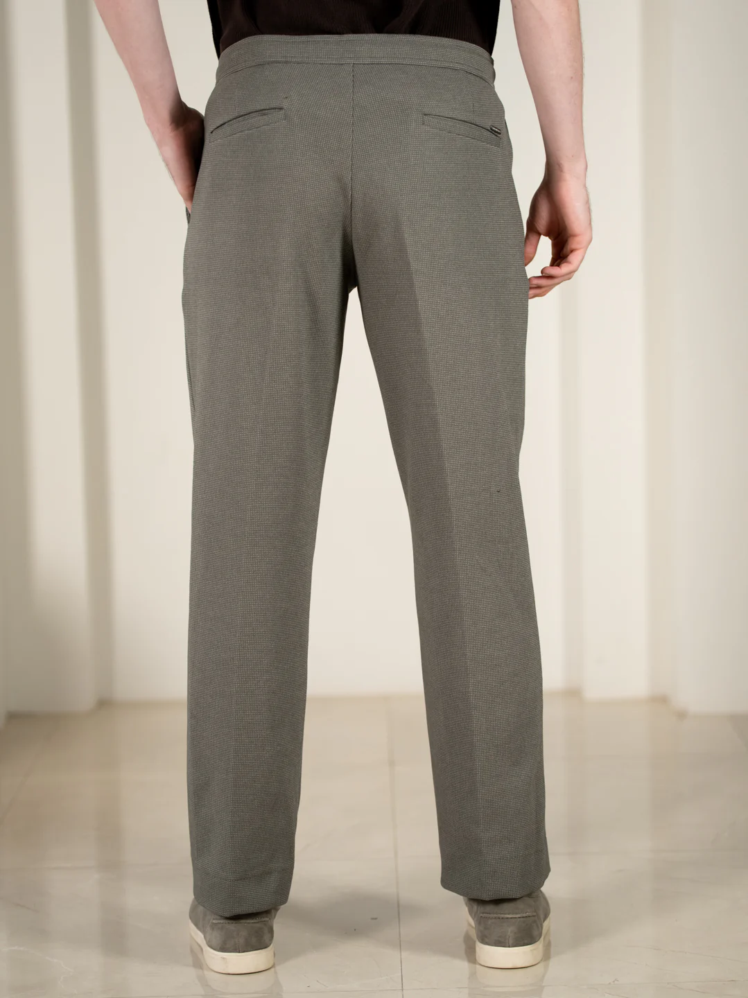 Viren Green Relaxed Fit Power Stretch Korean Pintuck Pants - Image 9