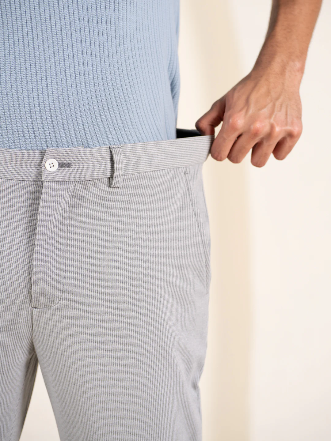 Visual Grey Houndstooth Slim Fit Power Stretch Pants - Image 4