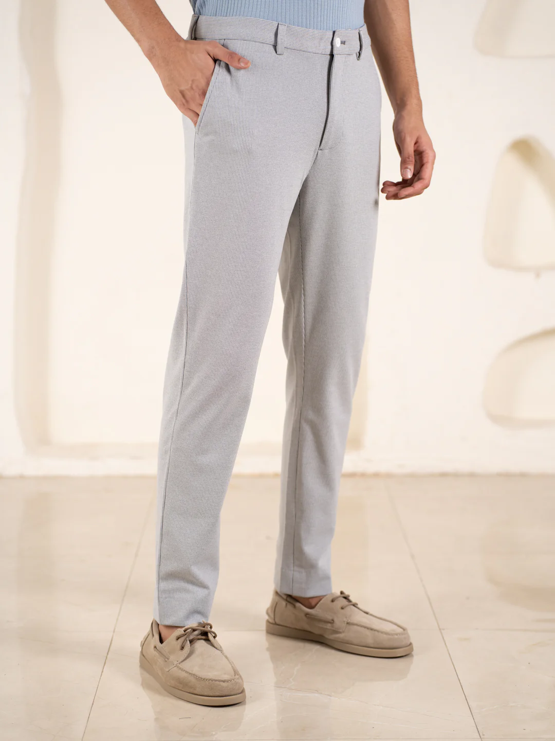 Visual Grey Houndstooth Slim Fit Power Stretch Pants - Image 7