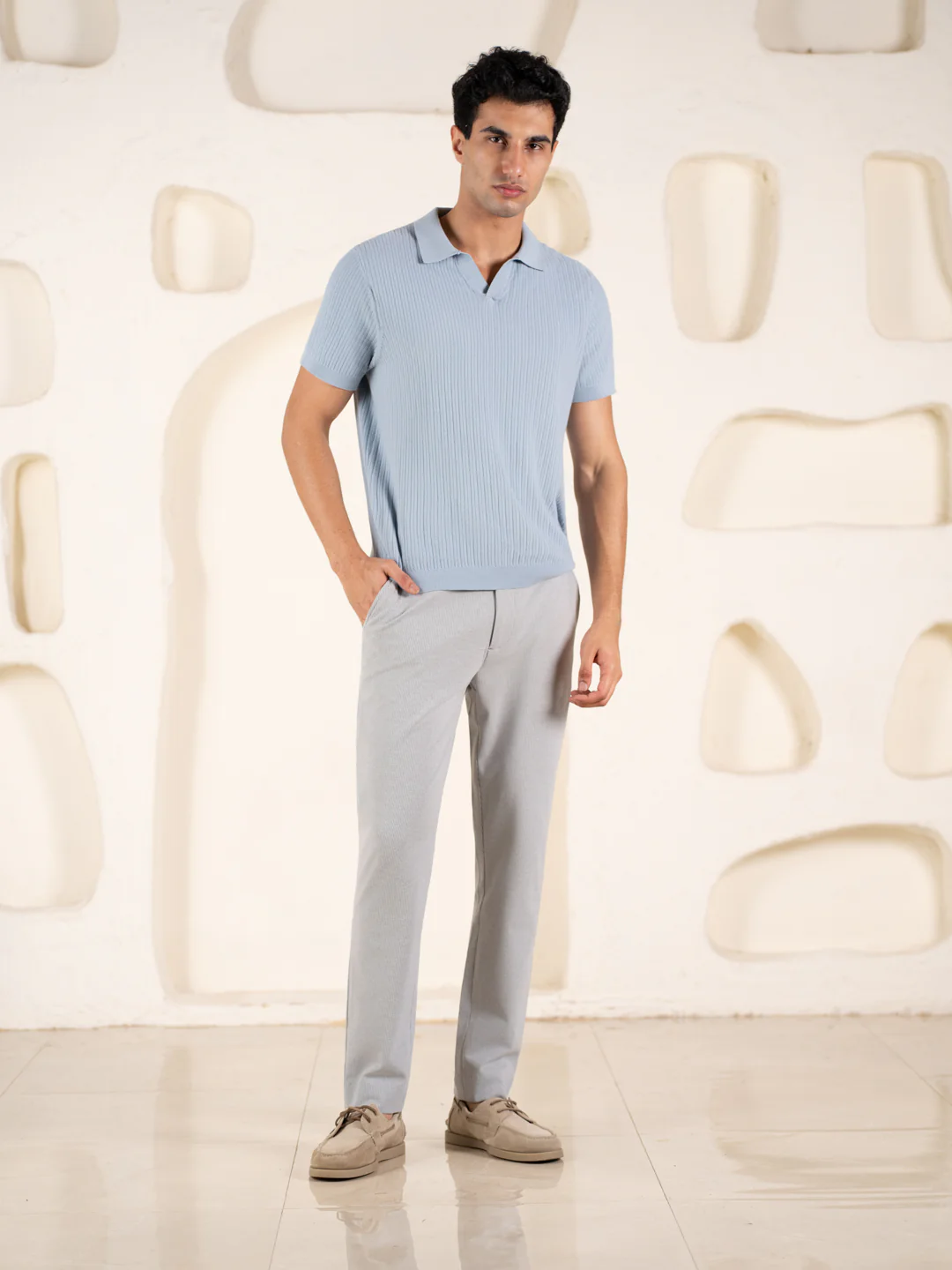 Visual Grey Houndstooth Slim Fit Power Stretch Pants - Image 8