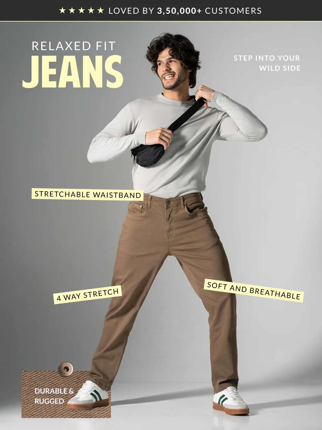 Weathered Olive Relaxed Fit Jeans - Image 3