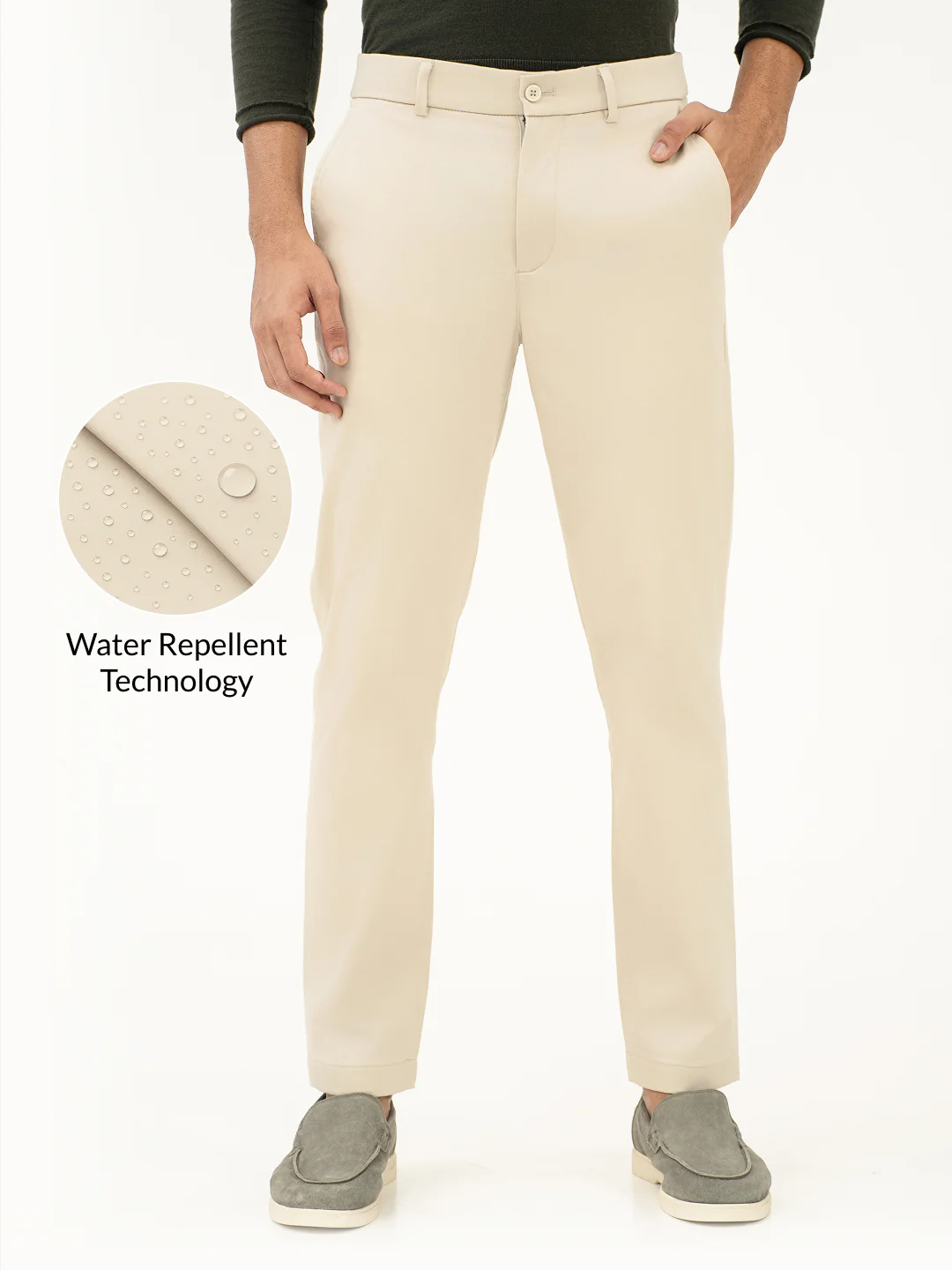 Weatherlock Cream Slim Fit Stretch Chinos