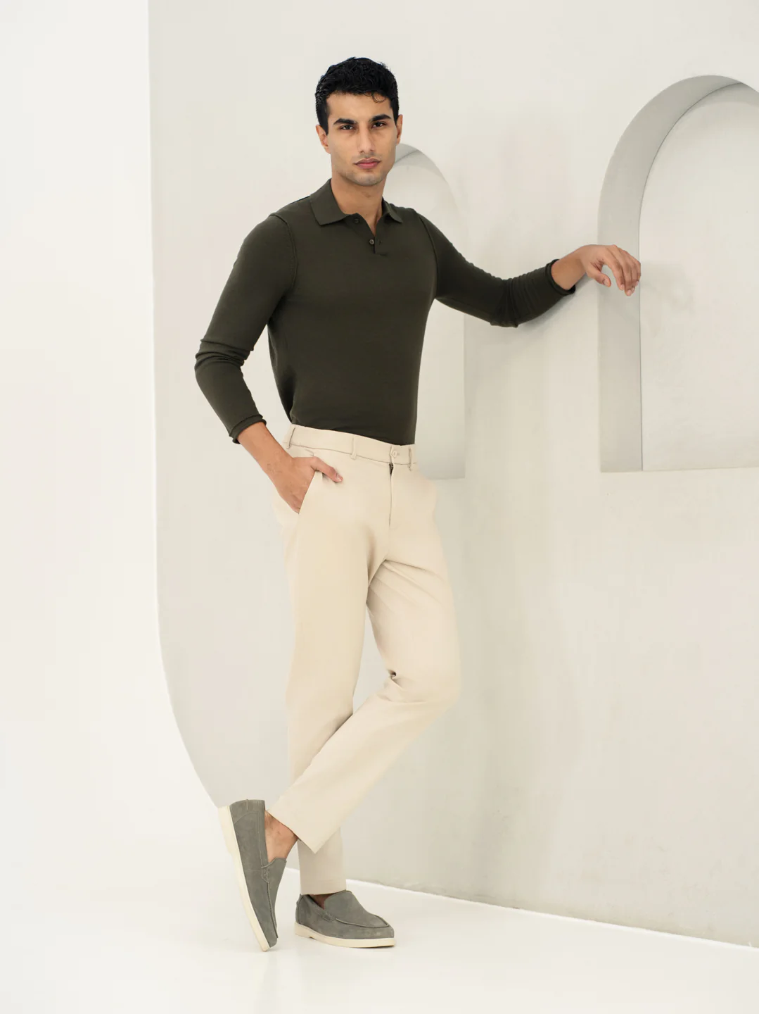 Weatherlock Cream Slim Fit Stretch Chinos - Image 6