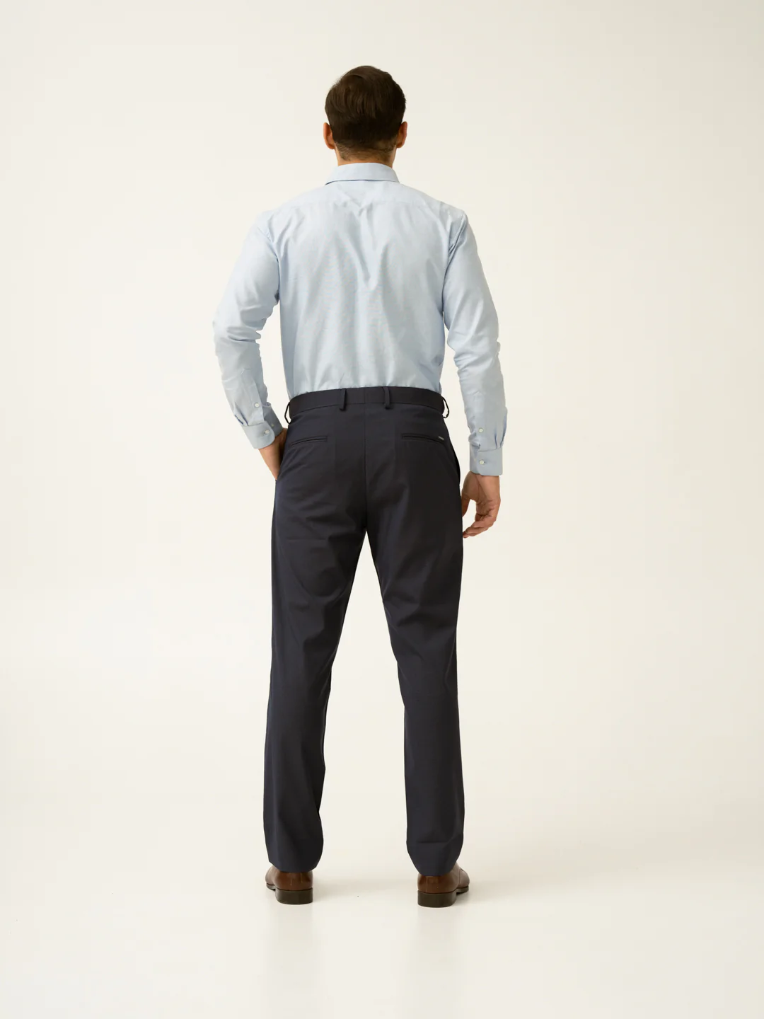 Whale Blue Mini Checks Relaxed Fit Stretch Formal Pants - Image 5
