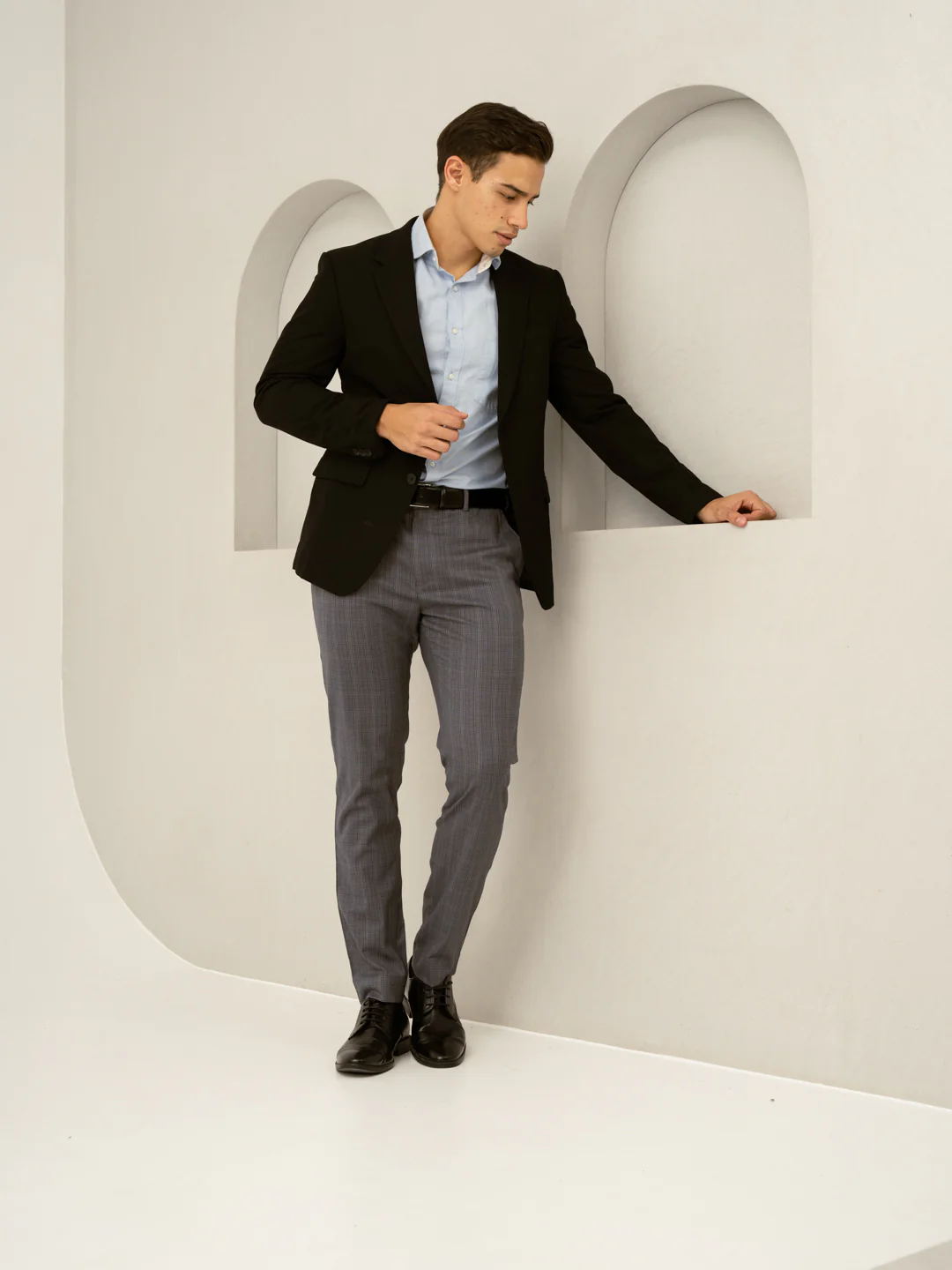 Whisper Grey Checks Formal Pants - Image 12