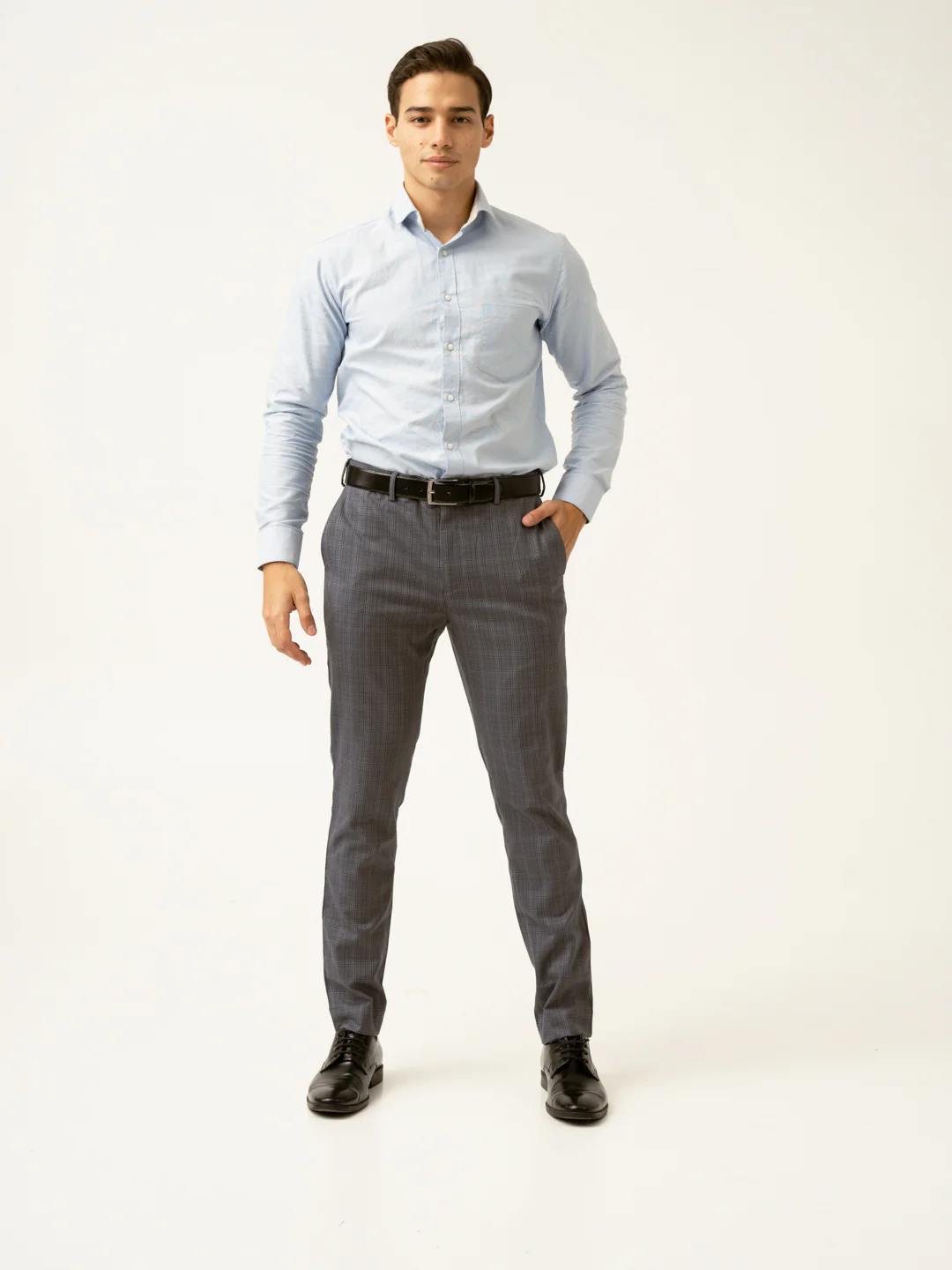 Whisper Grey Checks Formal Pants - Image 2