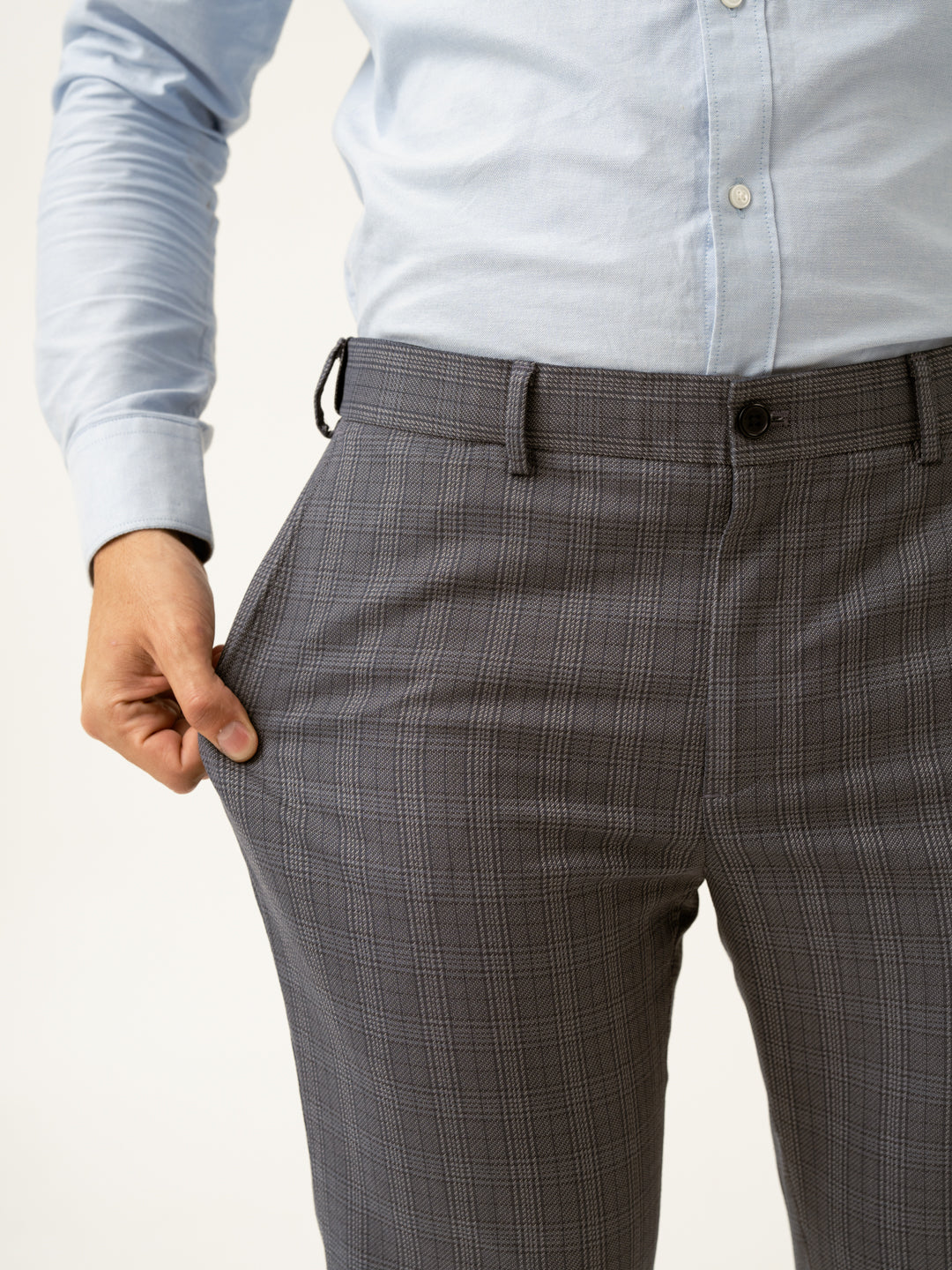 Whisper Grey Checks Formal Pants - Image 3