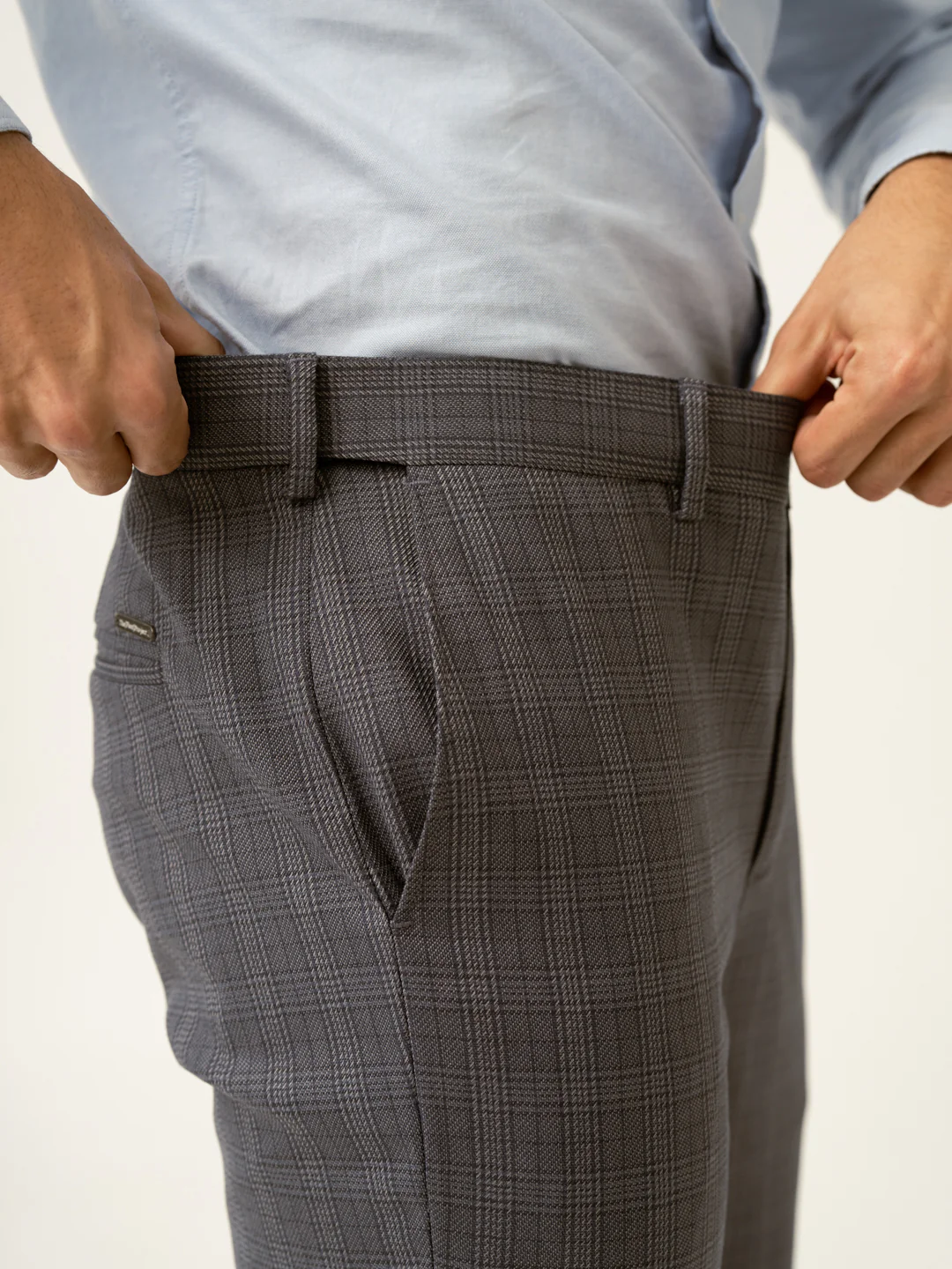 Whisper Grey Checks Formal Pants - Image 4