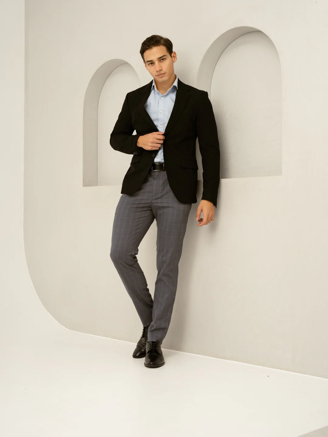 Whisper Grey Checks Formal Pants - Image 5
