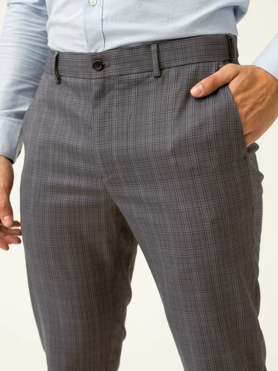Whisper Grey Checks Formal Pants - Image 7