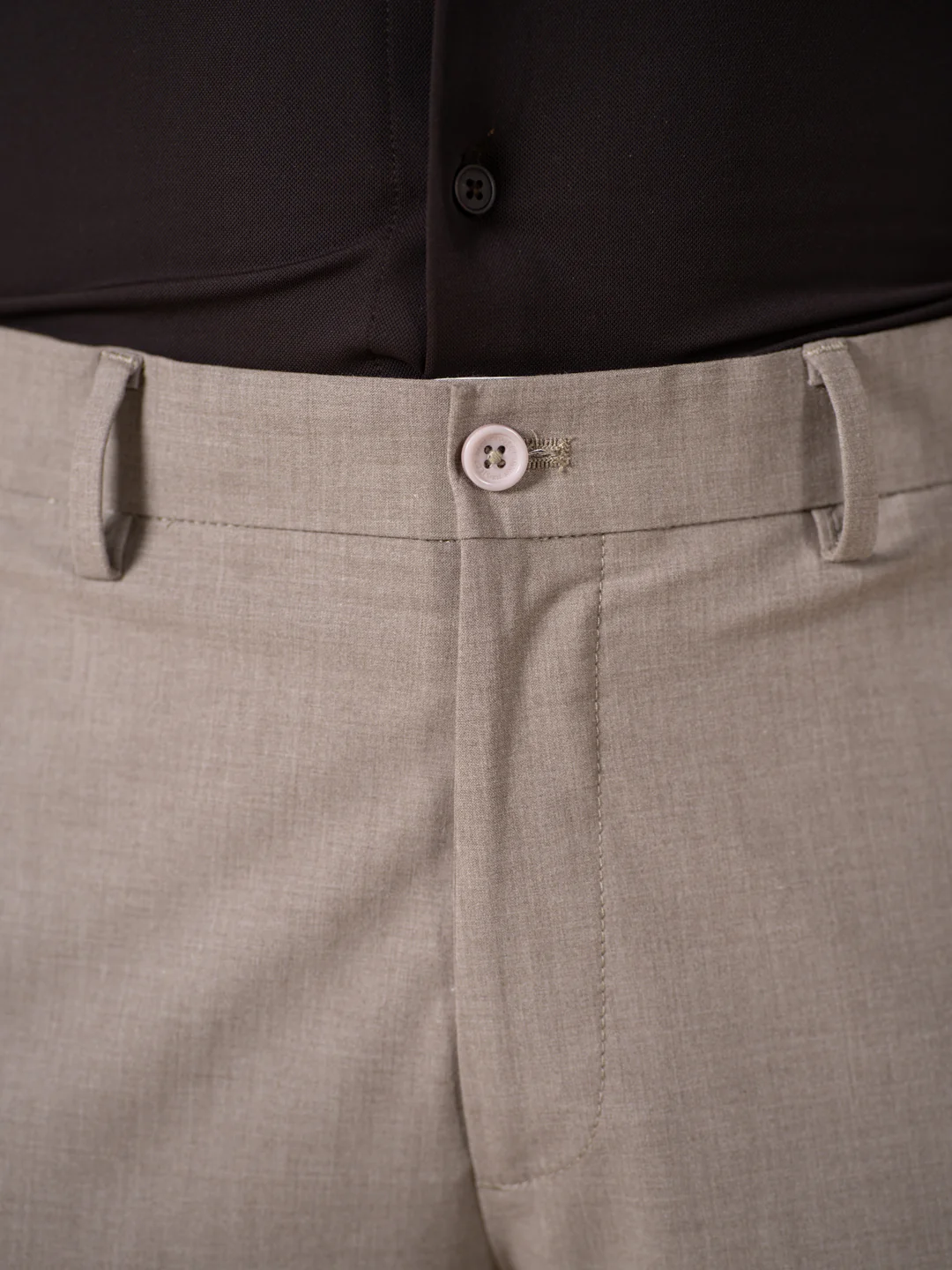 Whispering Khaki Melange Stretch Formal Pants - Image 9