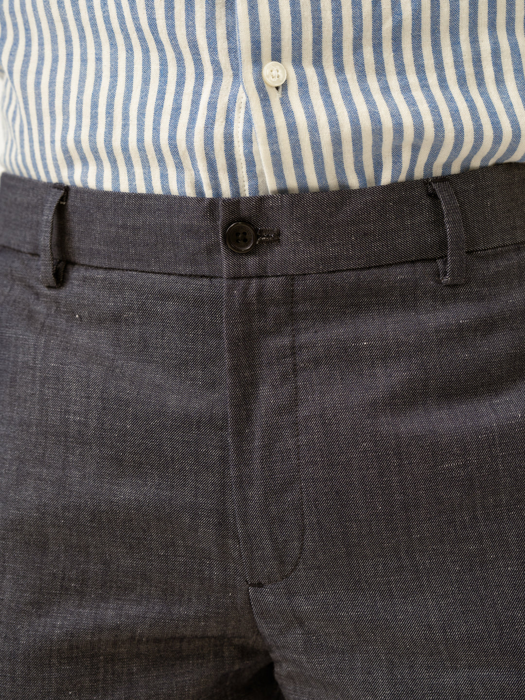 Whistle Blue Tropical Wool Linen Pants - Image 10