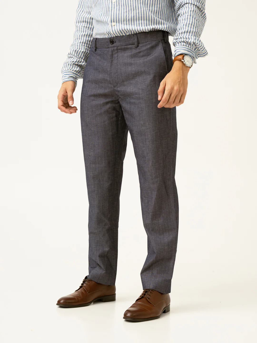 Whistle Blue Tropical Wool Linen Pants - Image 11