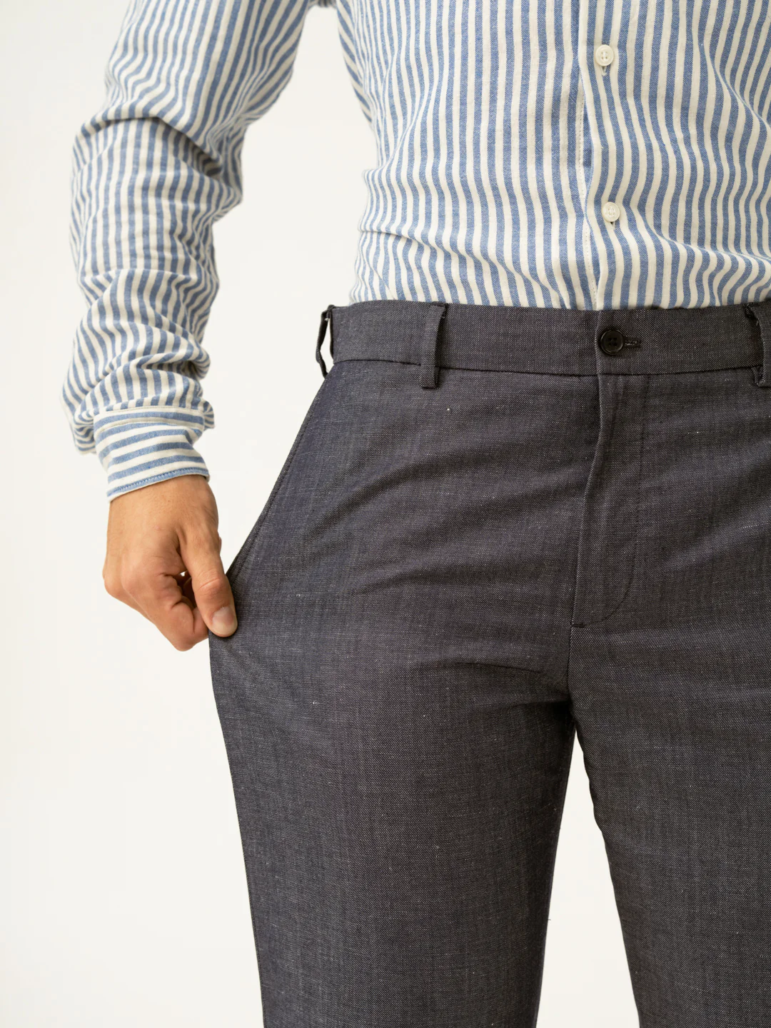 Whistle Blue Tropical Wool Linen Pants - Image 4