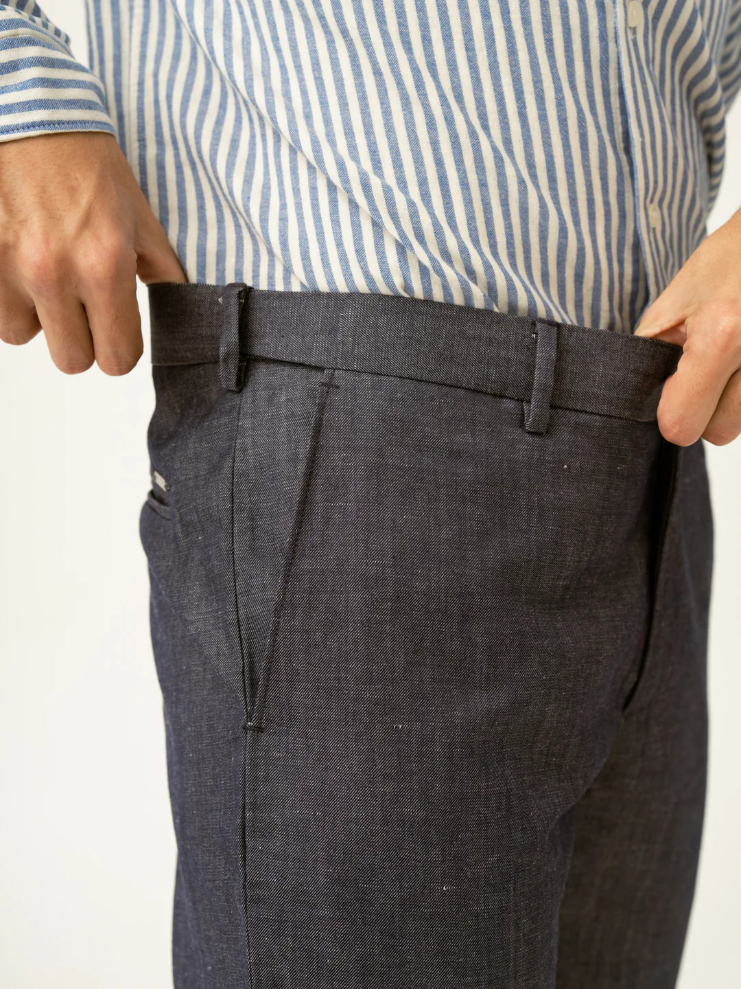 Whistle Blue Tropical Wool Linen Pants - Image 5