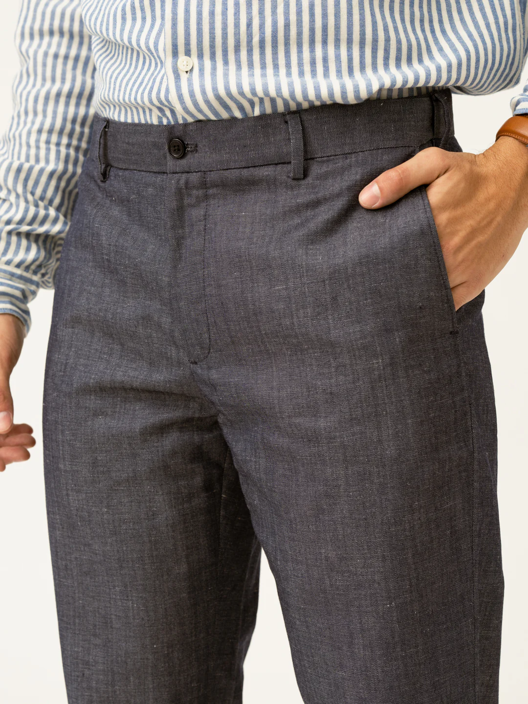 Whistle Blue Tropical Wool Linen Pants - Image 8