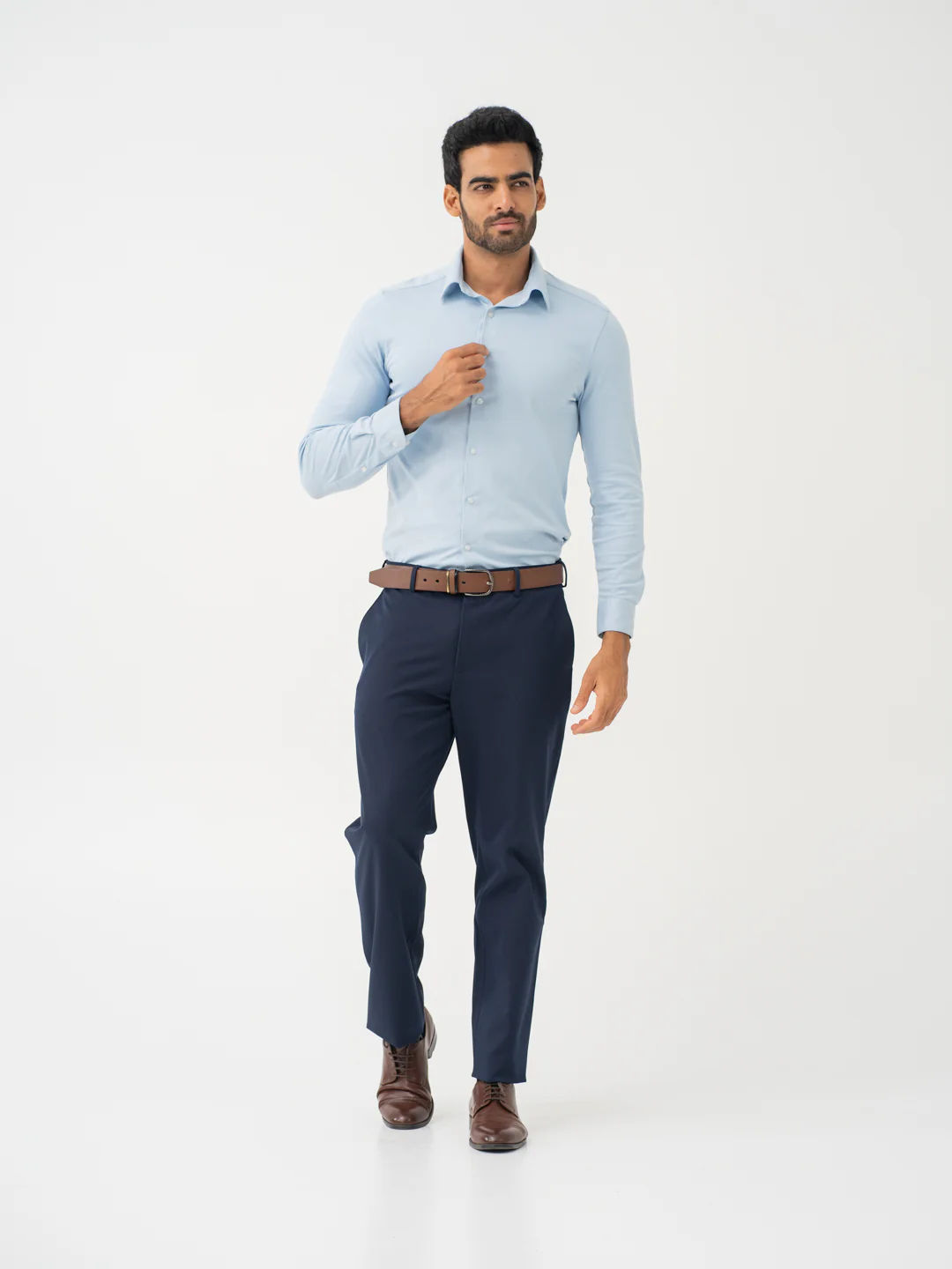 Wind Blue Water Repellent Relaxed Fit Stretch Formal Pants - Image 2