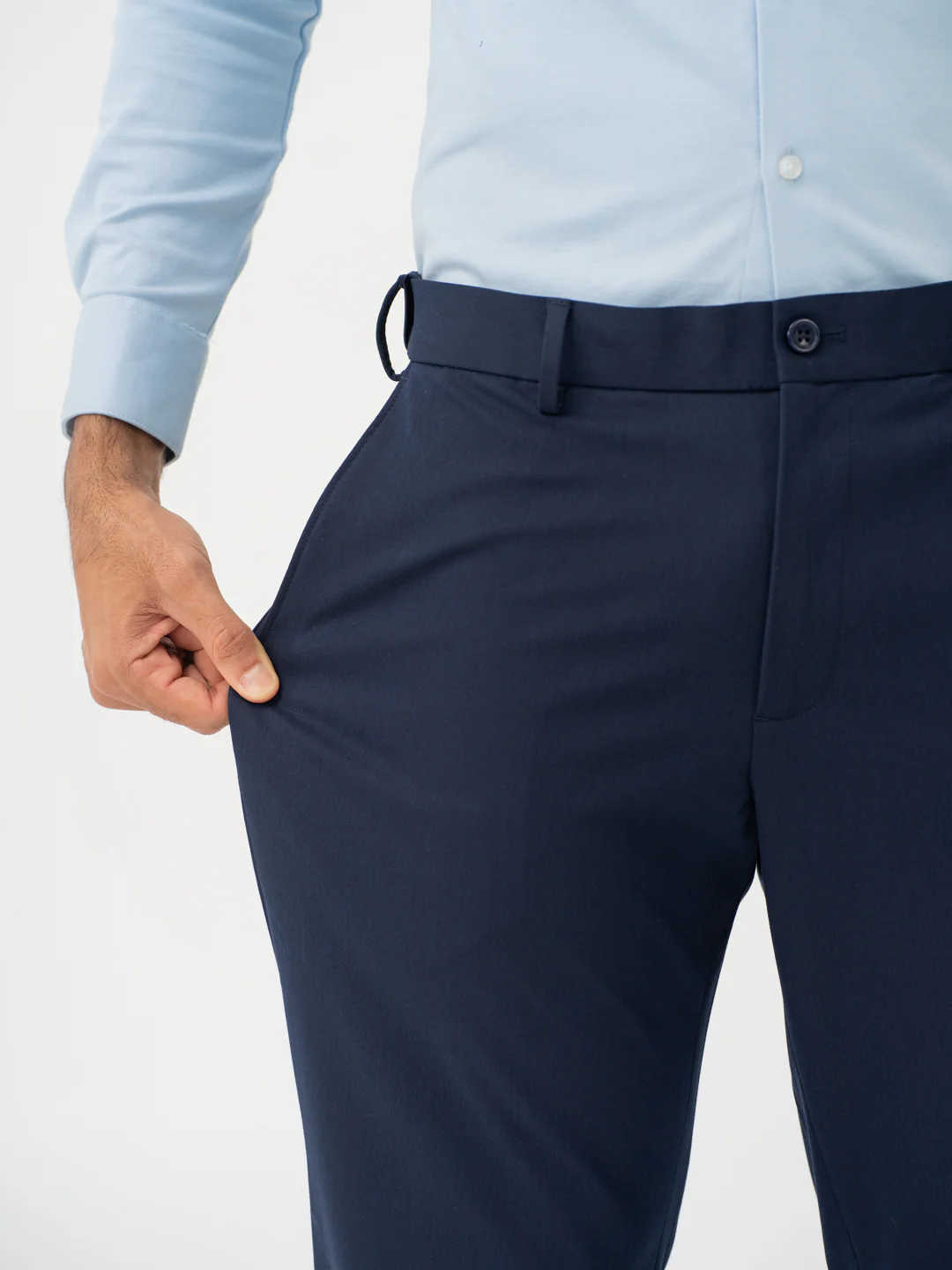Wind Blue Water Repellent Relaxed Fit Stretch Formal Pants - Image 4