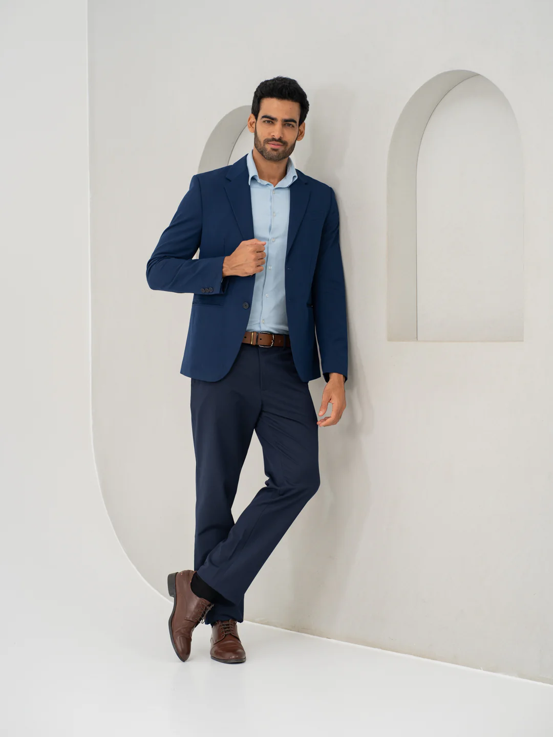 Wind Blue Water Repellent Relaxed Fit Stretch Formal Pants - Image 7
